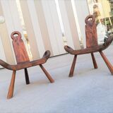 Paire de tabourets de traite brutalistes