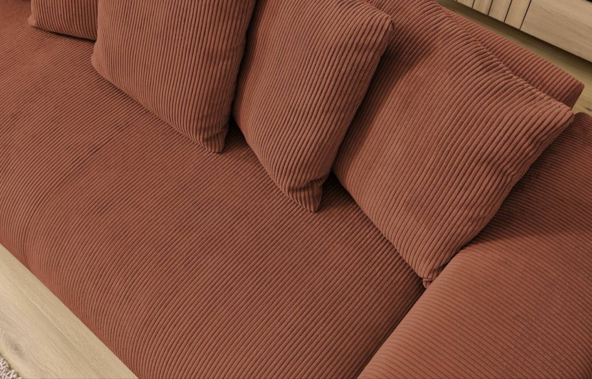 Terracotta corduroy straight sofa