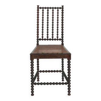 Turned wood and canning chair, XIXth c.