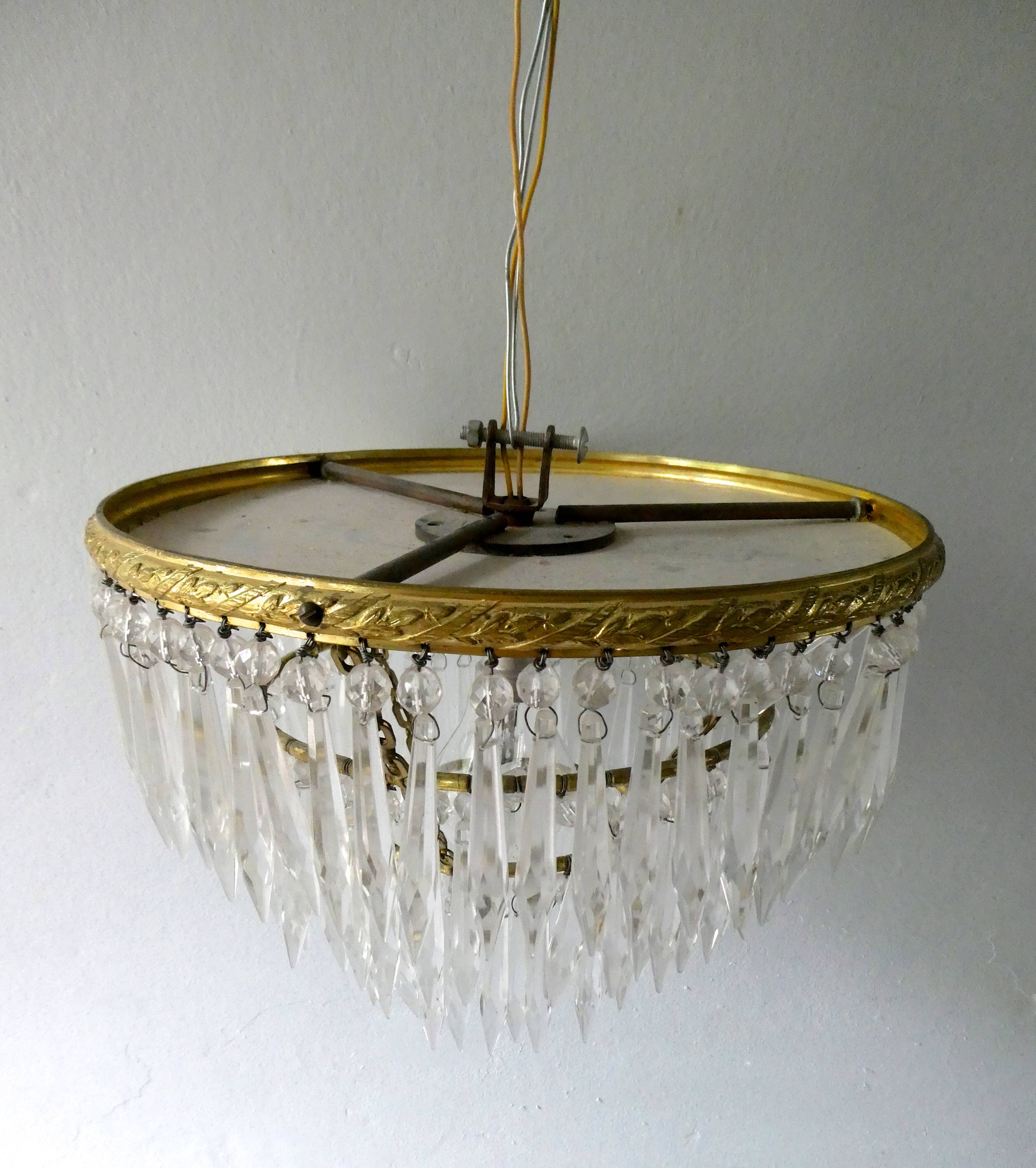 Brass ceiling, 3 rows of stamps and mirror, art deco