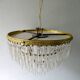 Lustre en laiton, 3 rangs de pampilles et miroir, art deco