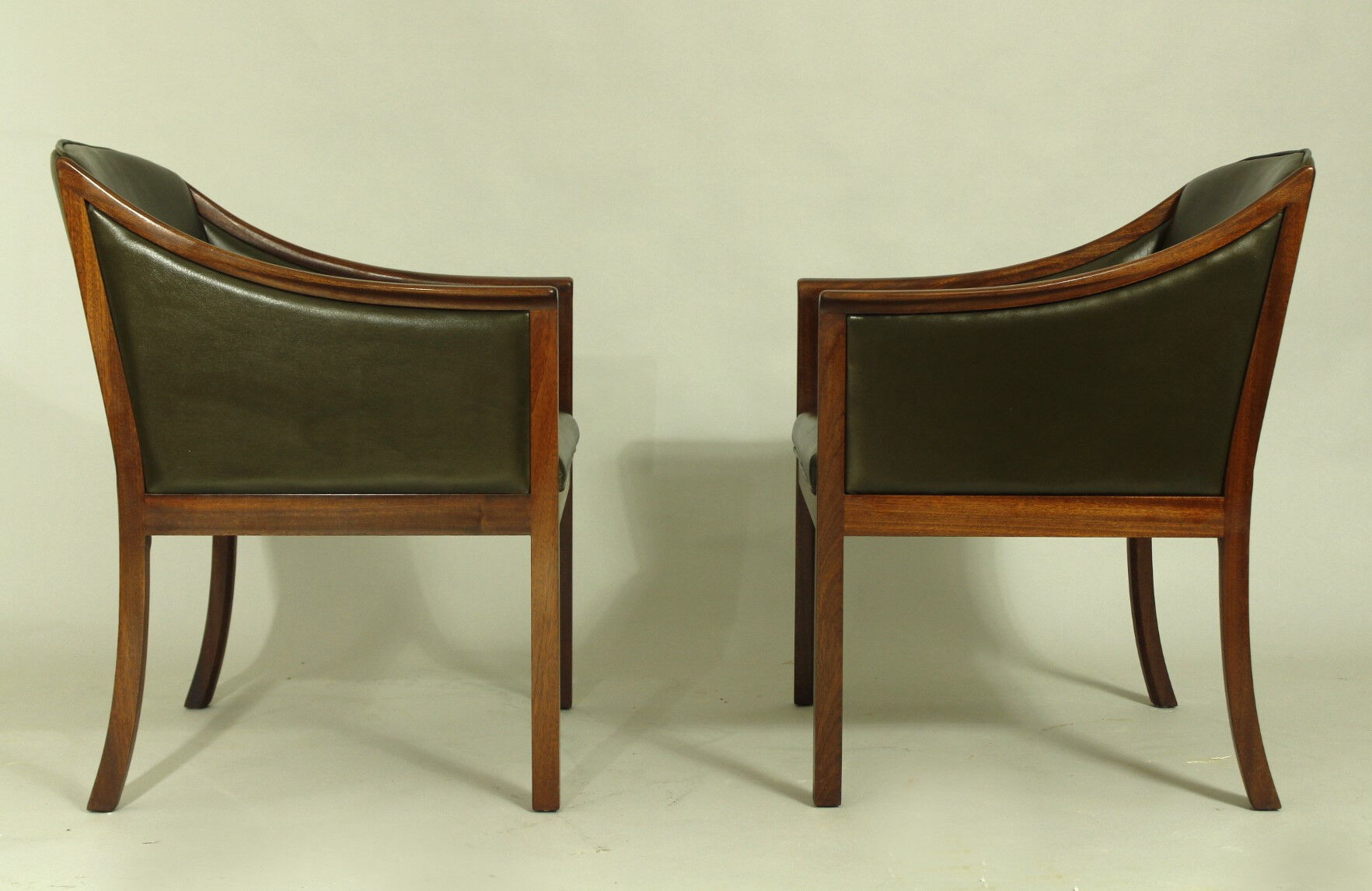 Pair of Leather Lounge Chairs by Ole Wanscher, 1950s