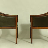Pair of Leather Lounge Chairs by Ole Wanscher, 1950s