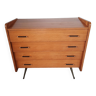 Commode vintage chêne  clair, piètement  laiton