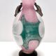 Postmodern Pink, Green and White Hand Blown Scavo Glass Vase, Murano, Italy