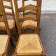 6 solid wood chairs carved and straw-covered with high farmhouse-style backs