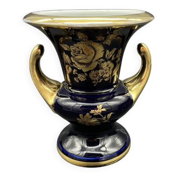 Royal Porcelain Bavaria KPM handled vase – cobalt and gold decoration