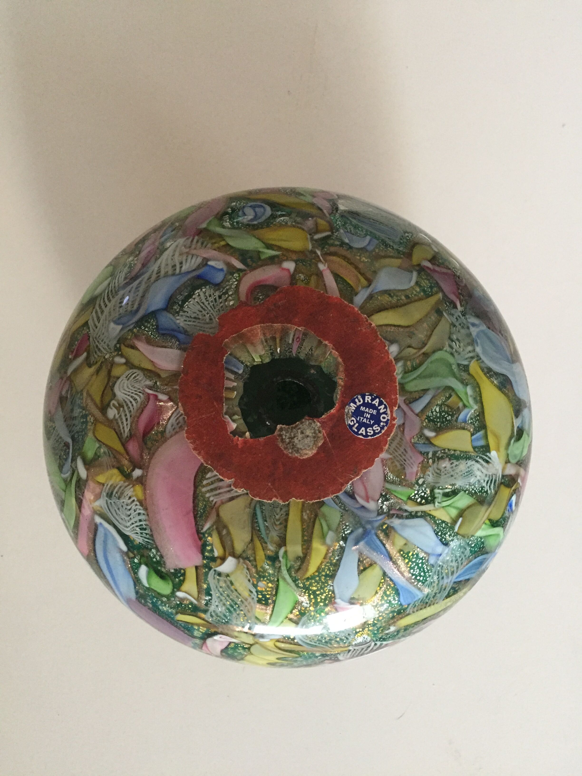 Sulfur millefiori Murano press crystal paper