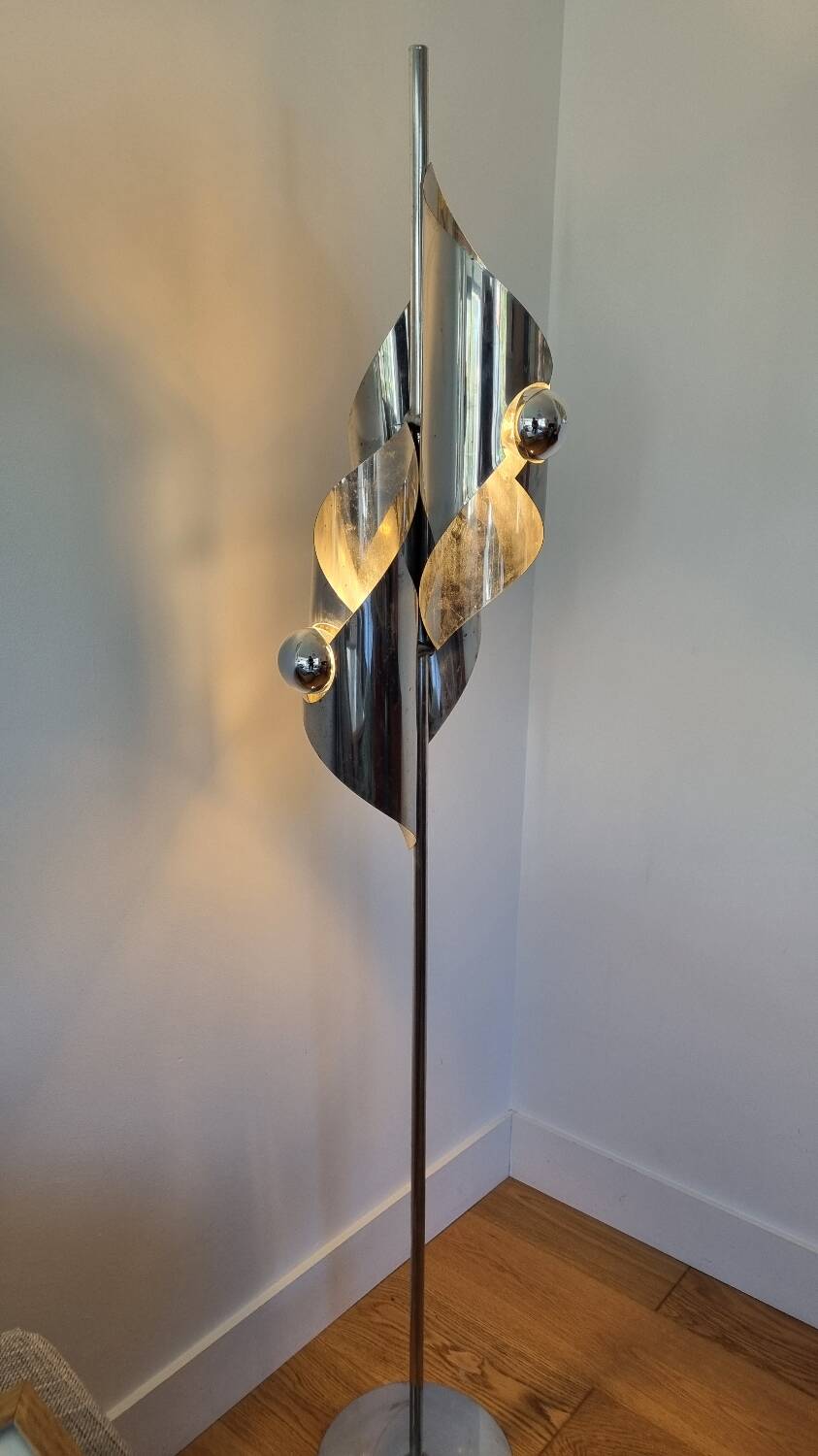 Space Age stainless steel floor lamp