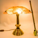 Lampe de table Dégué | Art Déco | Base en laiton lourd | millésime des années 1930