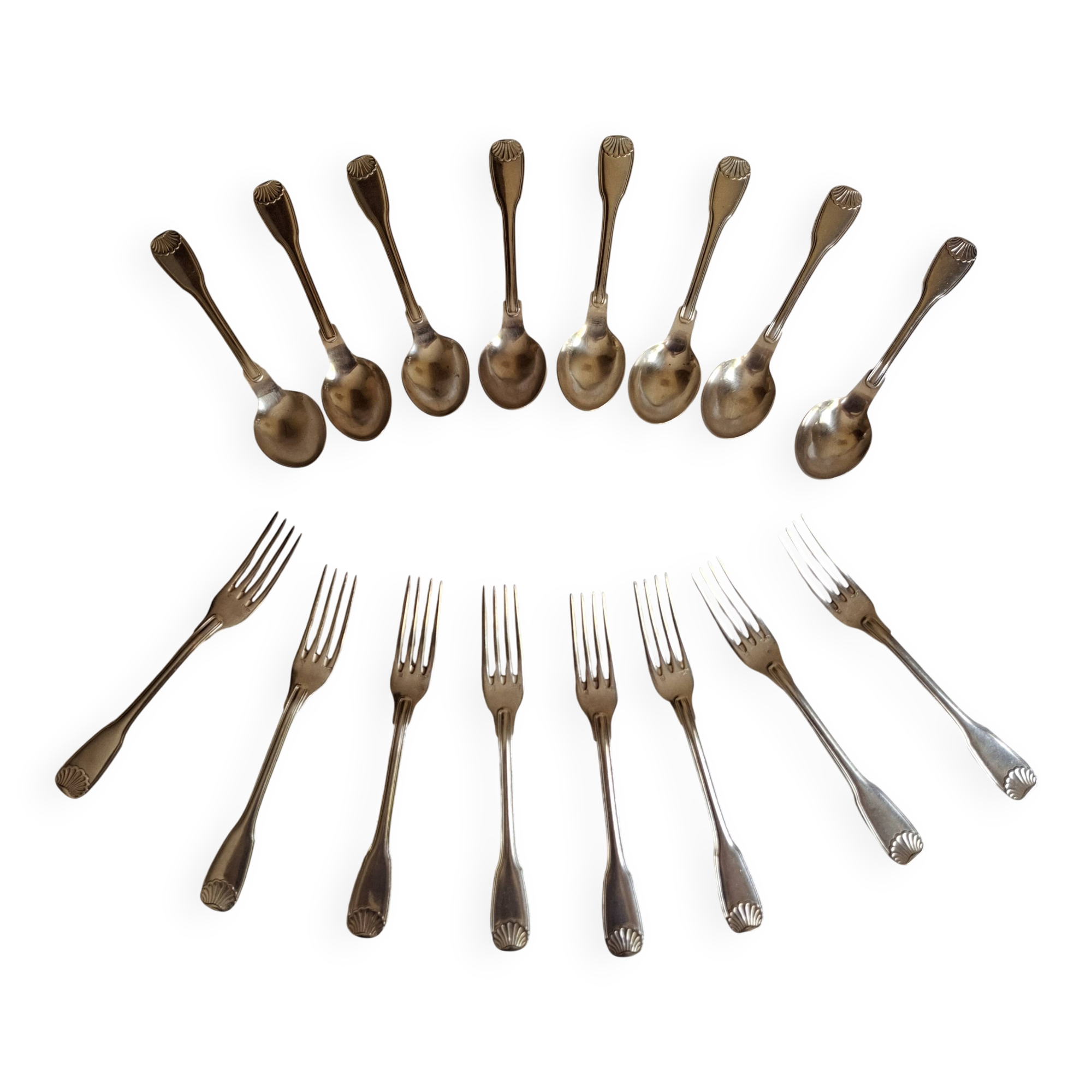 8 dessert spoons Ercuis silver-plated Shell or Vendôme