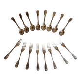 8 dessert spoons Ercuis silver-plated Shell or Vendôme