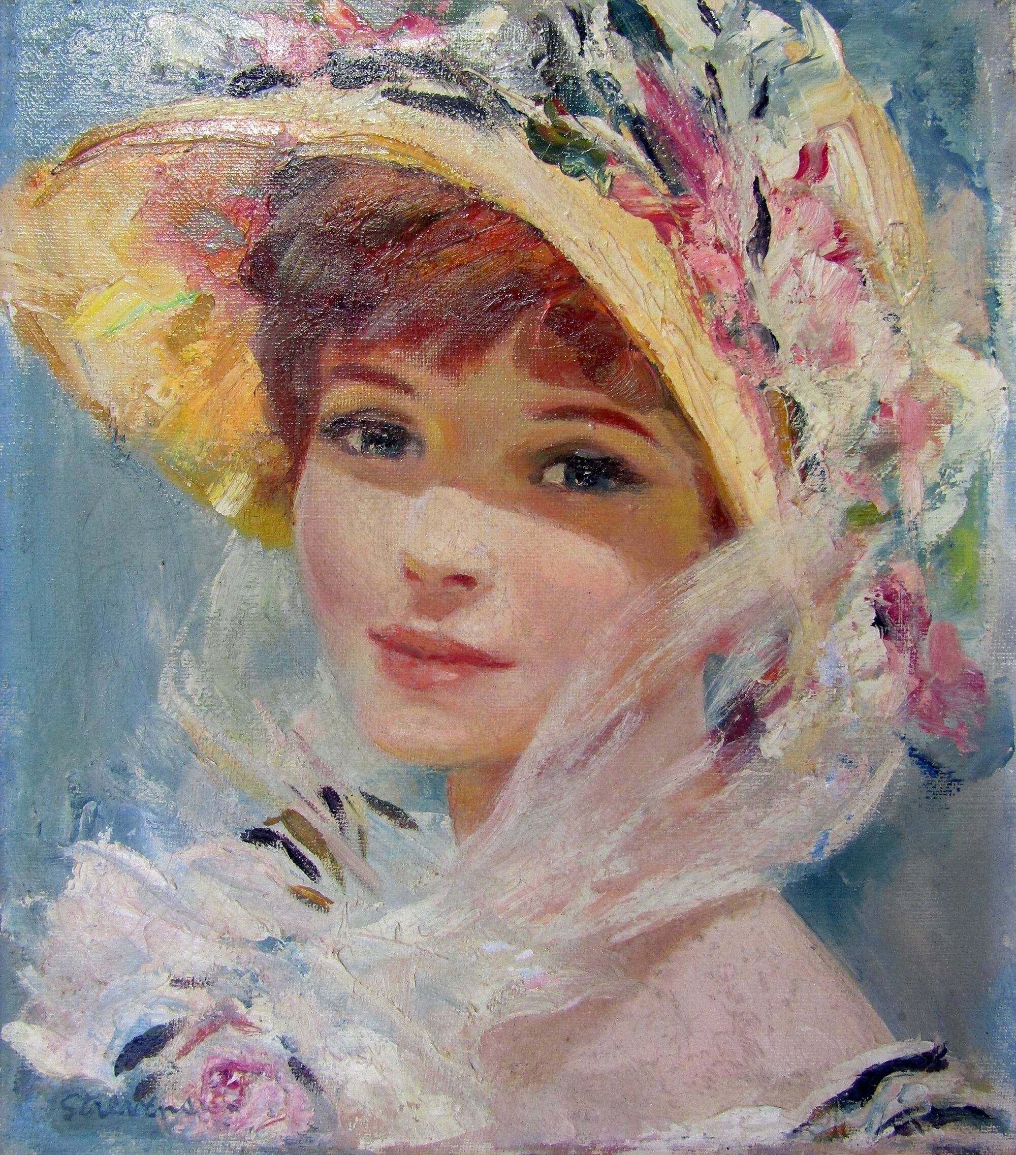 Fine Impressionist Oil On Canvas Society Lady by John Strevens (1902-1990)