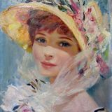 Fine Huile Sur Toile Impressionniste Society Lady par John Strevens (1902-1990)