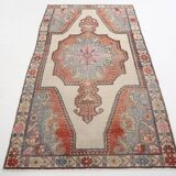 Turkish Red & Beige Classic Vintage Rug, 130x229Cm