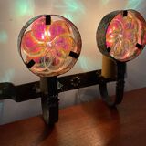 Vintage wall lamps in wrought iron and Murano glass paste from the 50s and 60s