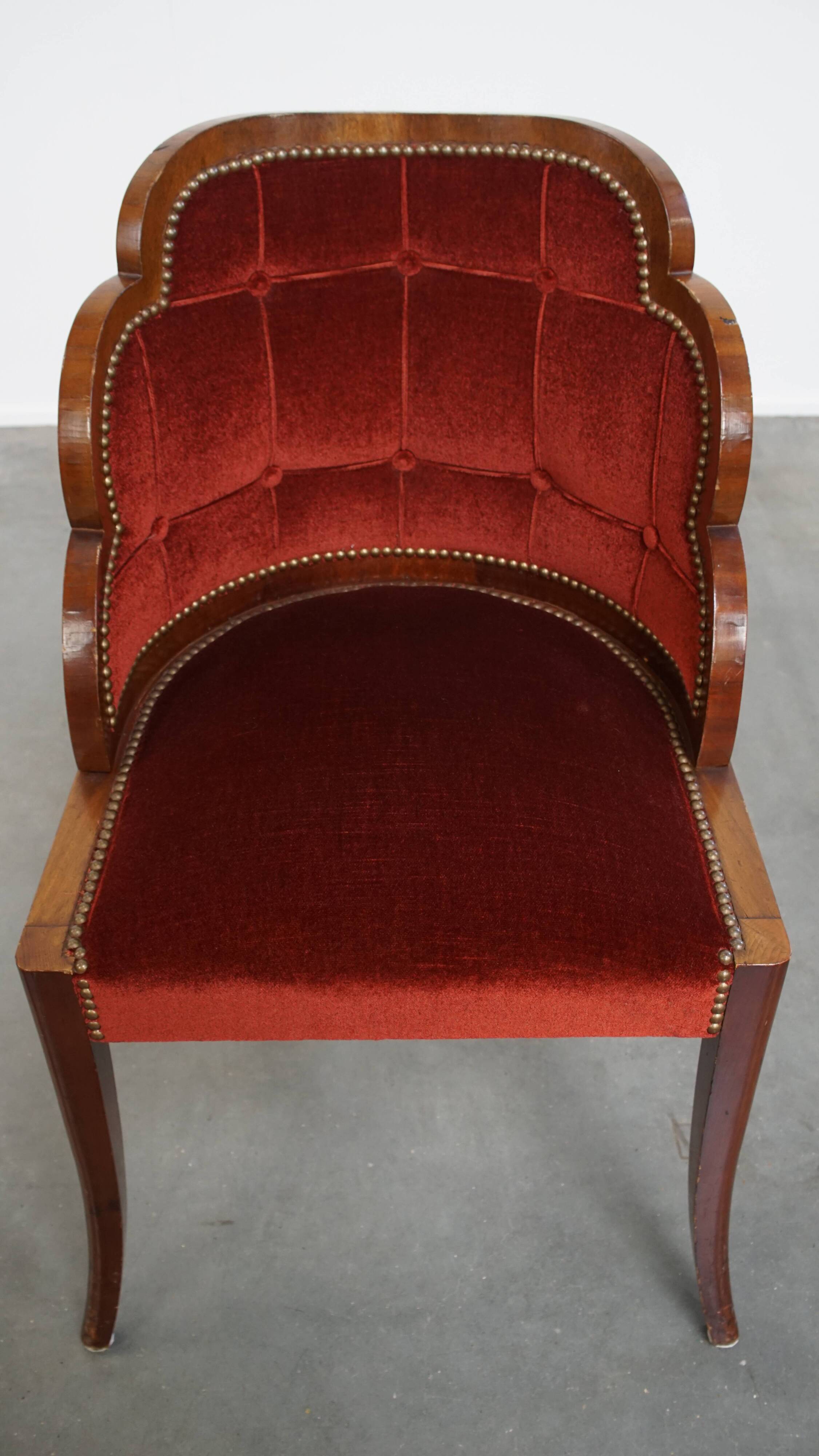 Art Deco “clouds” dining room/side chair with luxurious red upholstery