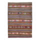 5x8 Kilim Colorful Striped Vintage Wool Kilim Rug, 160x232 Cm
