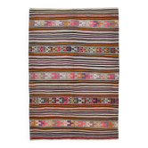 Tapis Kilim en laine vintage à rayures colorées 5x8, 160x232 cm