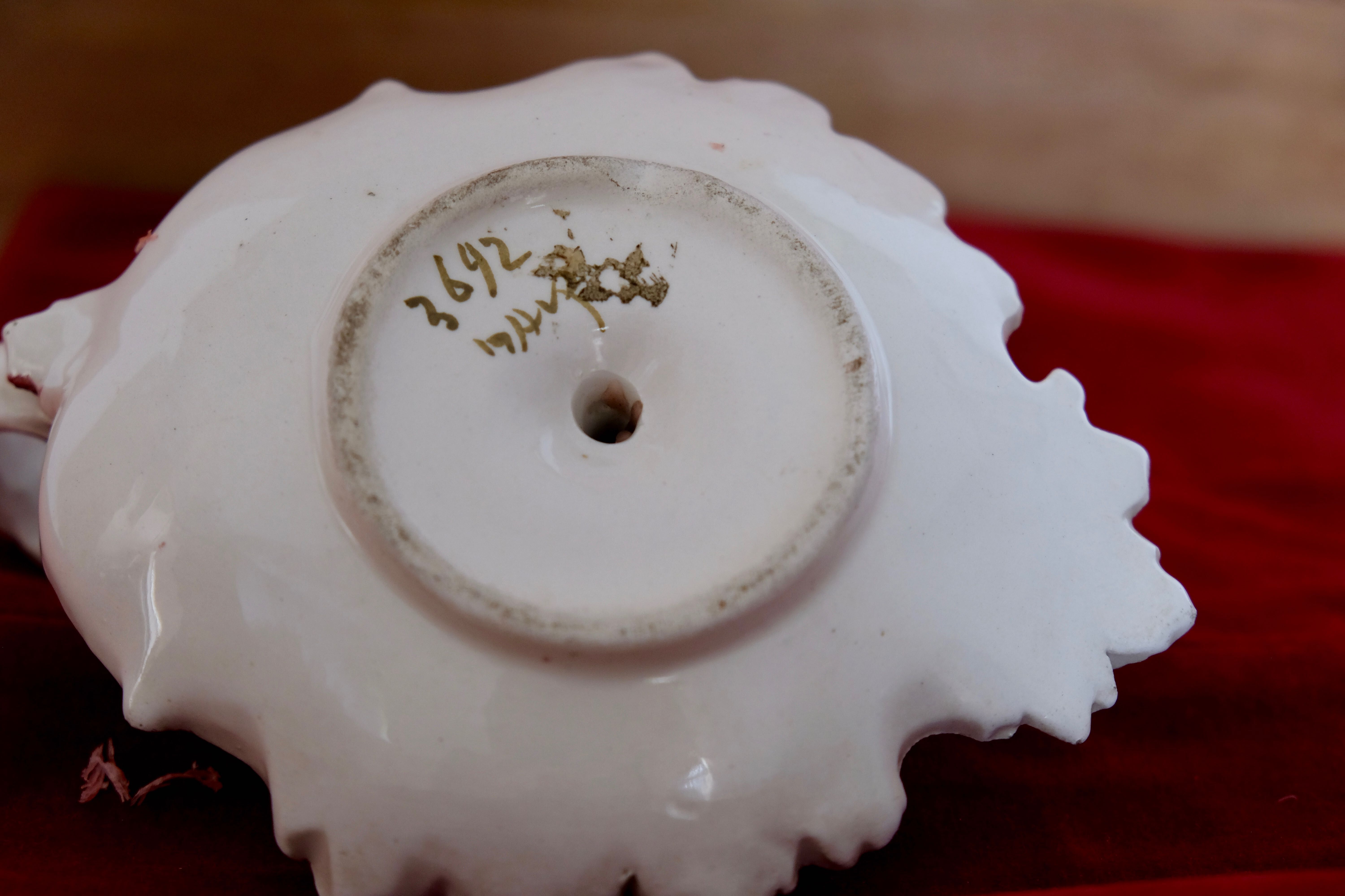 1917 hand-painted hand-held candlestick, dated, signed and numbered