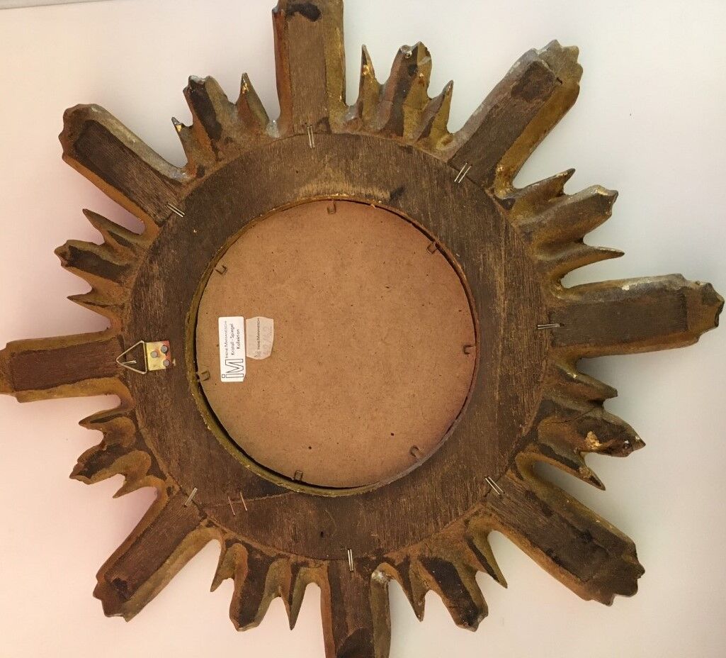 Miroir soleil bois doré  42 cm, 1950