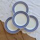 4 dessert plates in white porcelain with blue borders – Bistro style