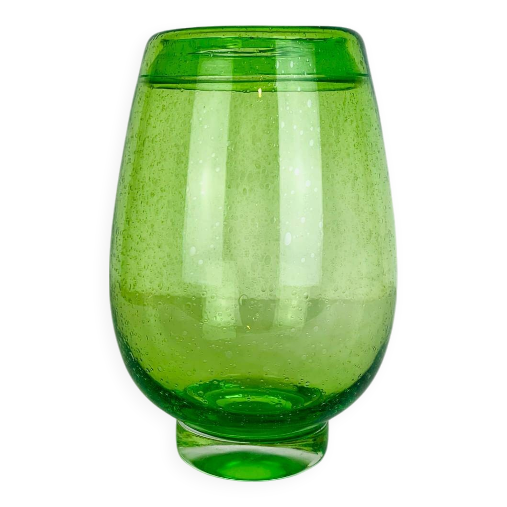 Vintage green bubble glass vase