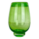 Vase verre bullé vert, vintage