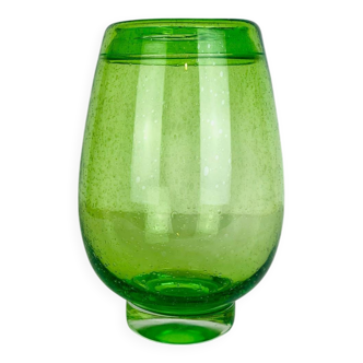 Vase verre bullé vert, vintage