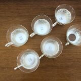 6 tea cups with silver metal support