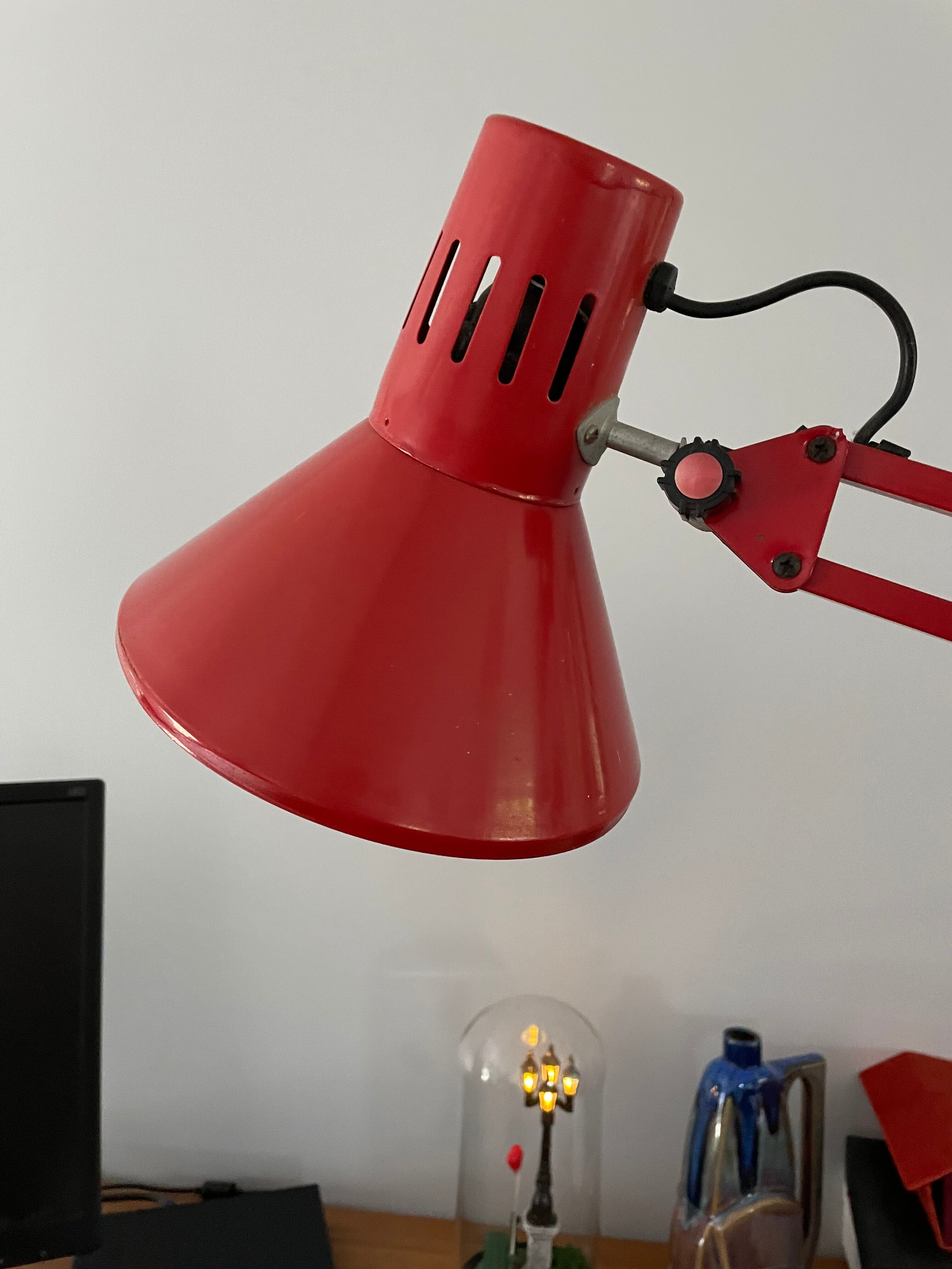 Vintage brick red architect lamp