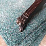 Folding table with a leather top