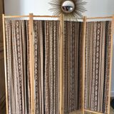 Screen in beech wood and vintage fabrics 1970s