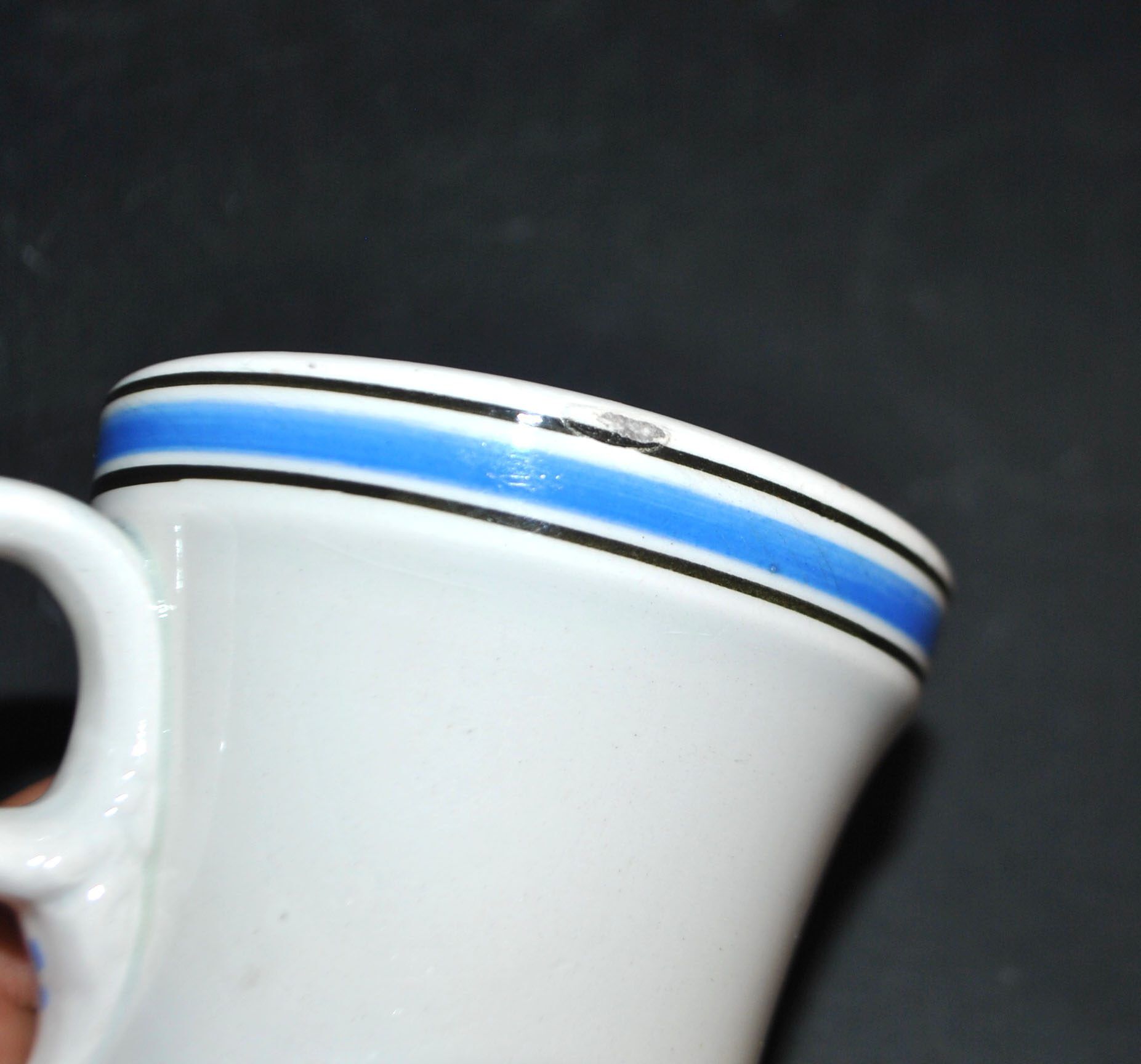 Sarreguemines coffee cups brulot in opaque china bistro.