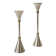 Pair of postmodern candlesticks in Memphis style made of steel and brass.