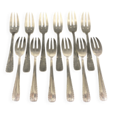 Set of 12 Vintage Design Silver Metal Dessert Cake Forks 1