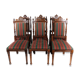 Ensemble de six chaises de salle à manger en chêne et rembourrées de tissu rayé, années 1920