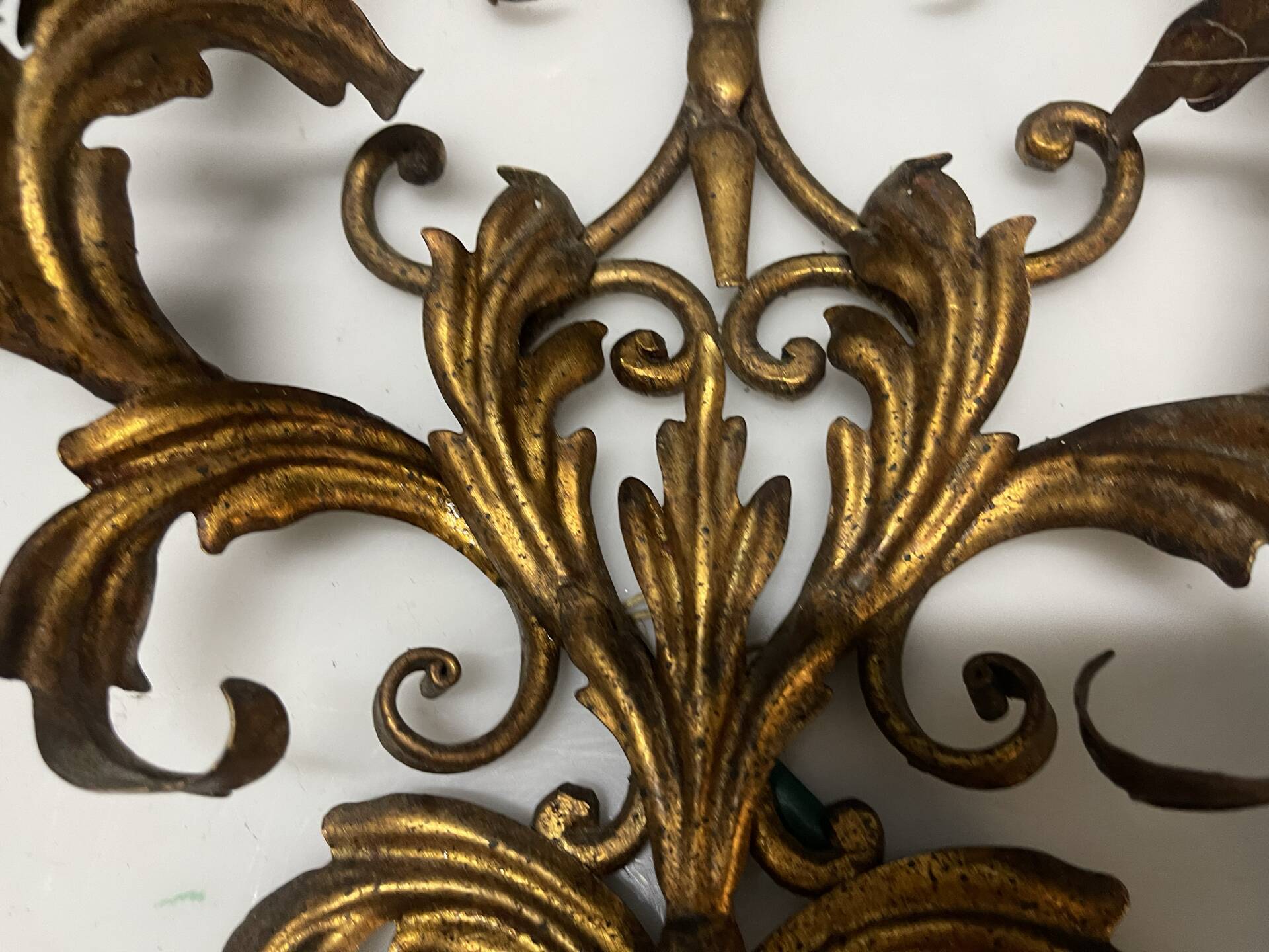 Large Italian Tole Gold Gilded Sconces Set of 2  1960’s 