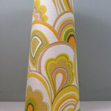 Large conical lampshade, recently made with vintage fabric.