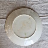 Assiette à dessert vintage en barbotine – Fleurs bordeaux