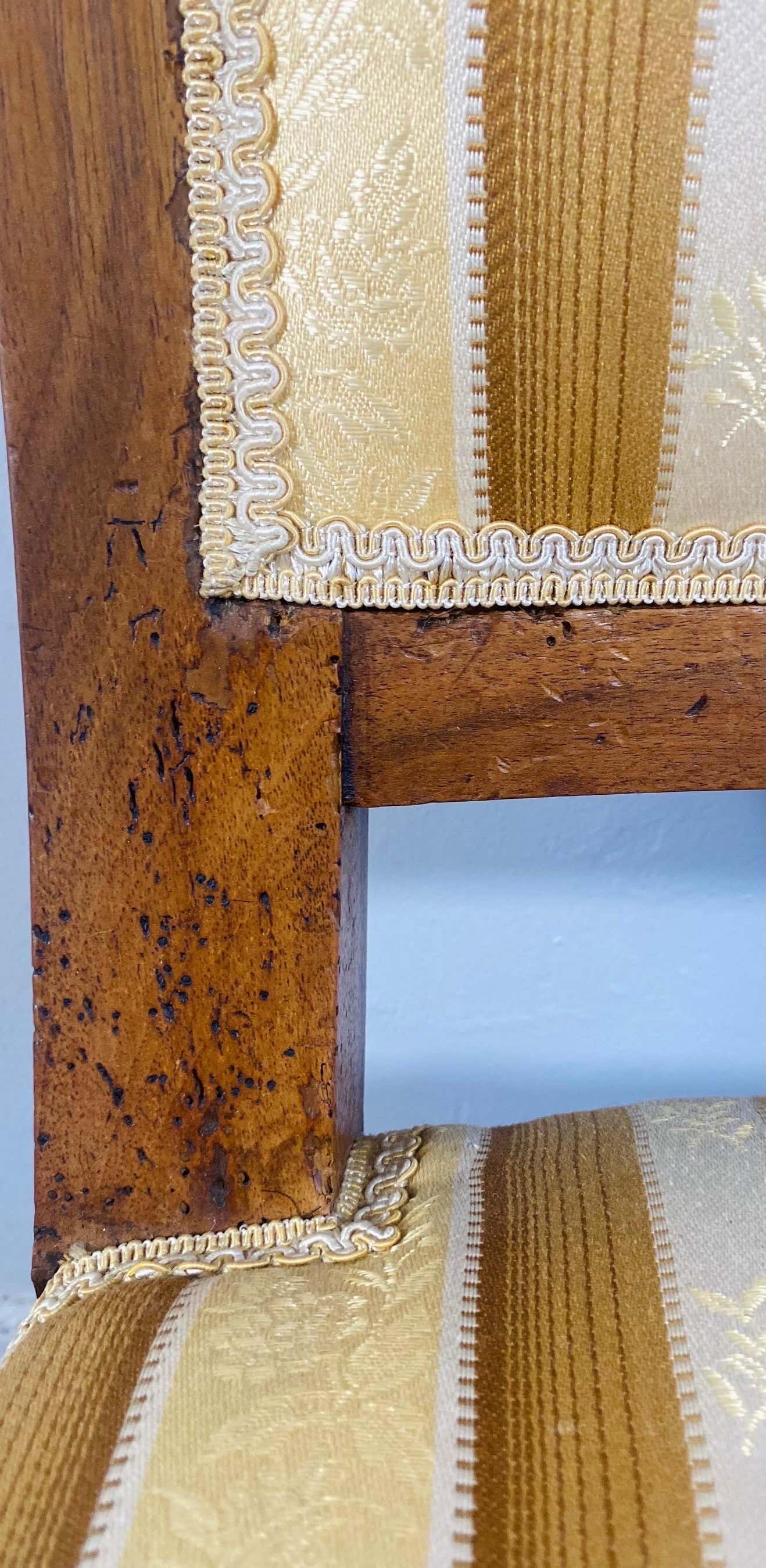 Directoire armchair in gold beech and white tapestry France 19th