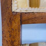 Fauteuil Directoire en hêtre or et tapisserie blanche France 19ème