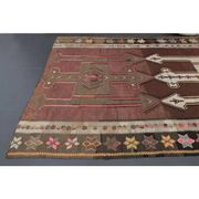 Vintage Turkish Oushak handmade wool cotton brown runner rug 168x395