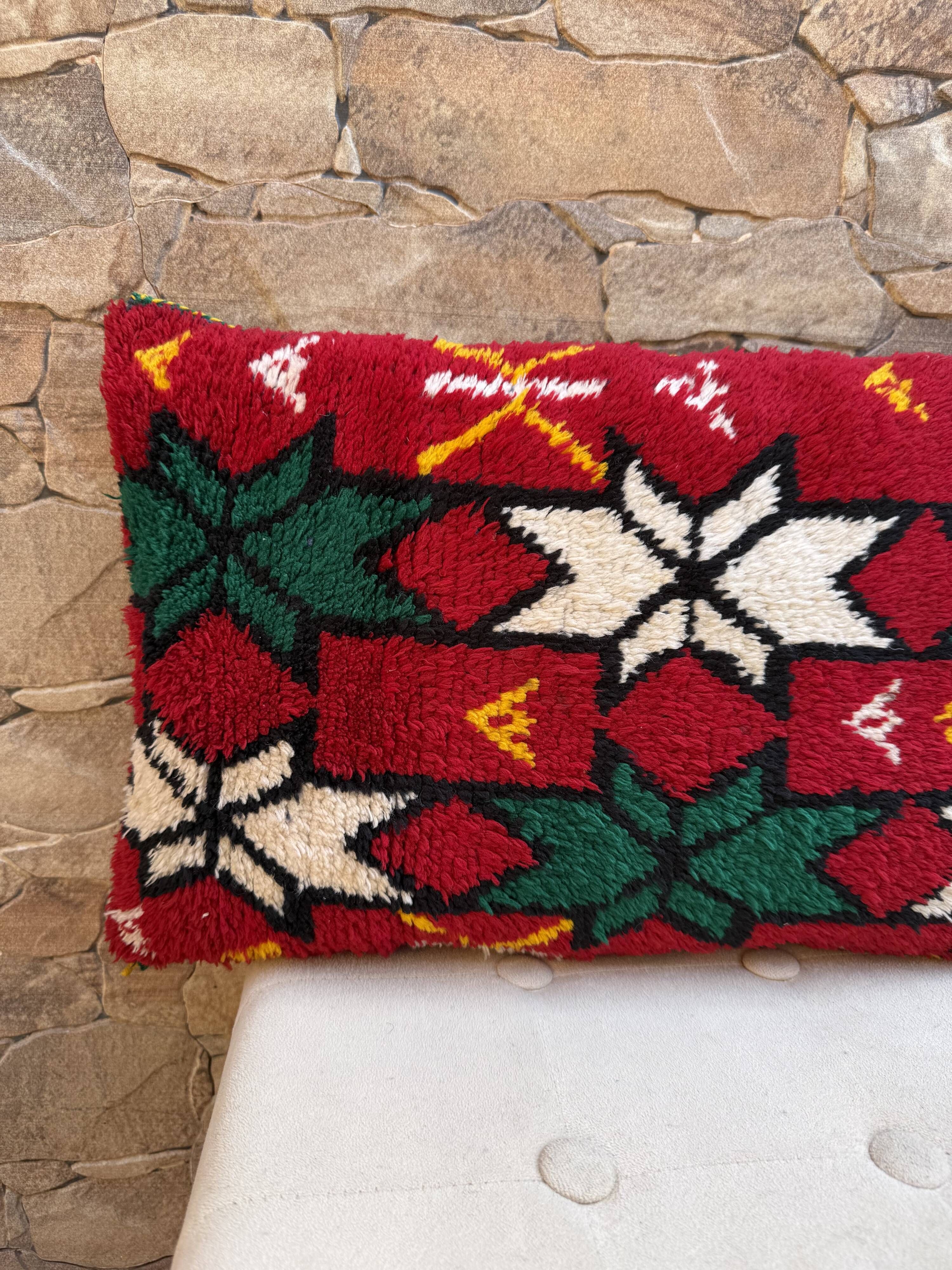 Vintage Berber cushion cover, Moroccan wool cushion.