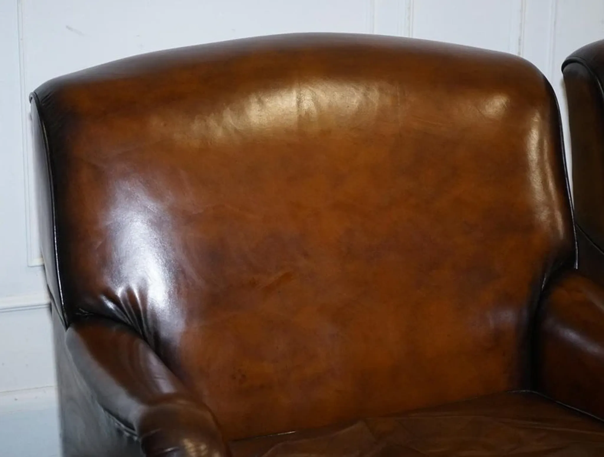 Set of Hand-Dyed Leather Cigar Chairs
