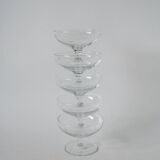 set of 5 engraved crystal champagne glasses 1950 9 x 6.5 cm