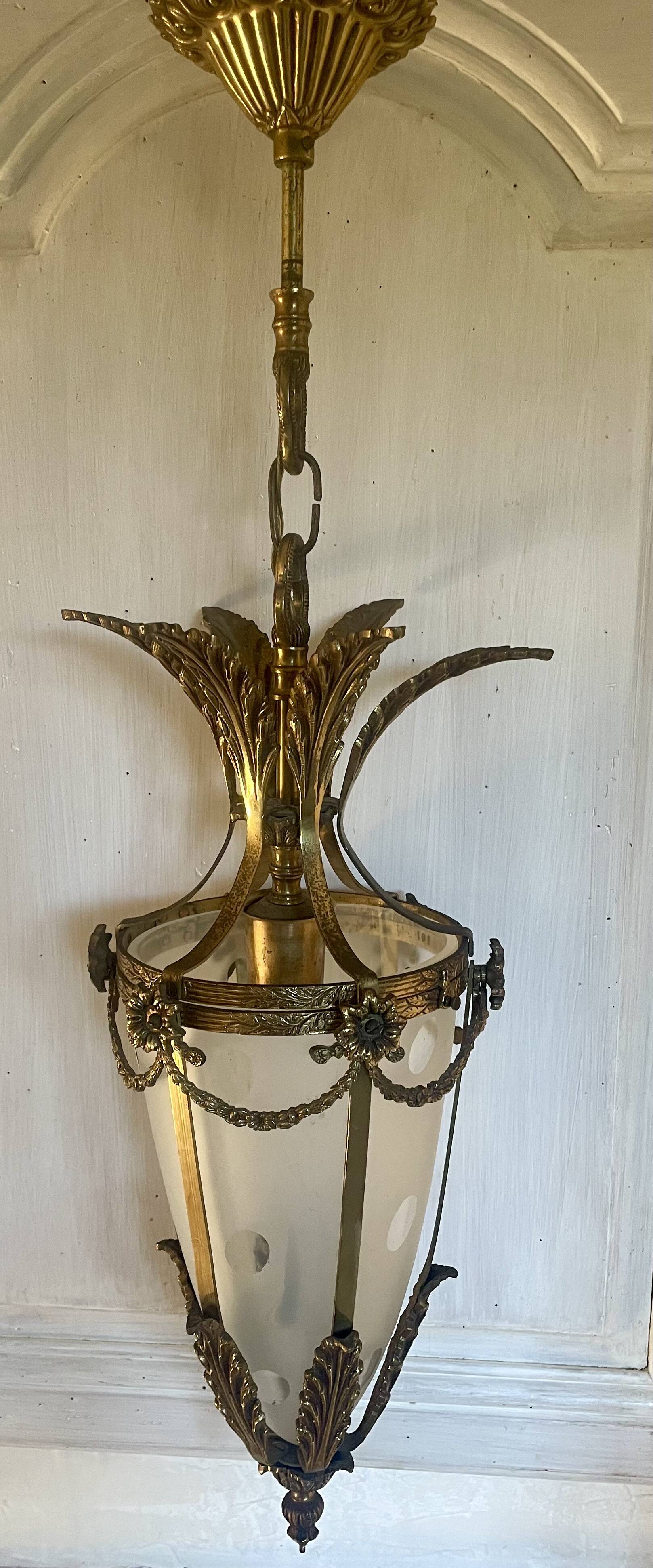 Bronze and polished glass suspension circa 1900