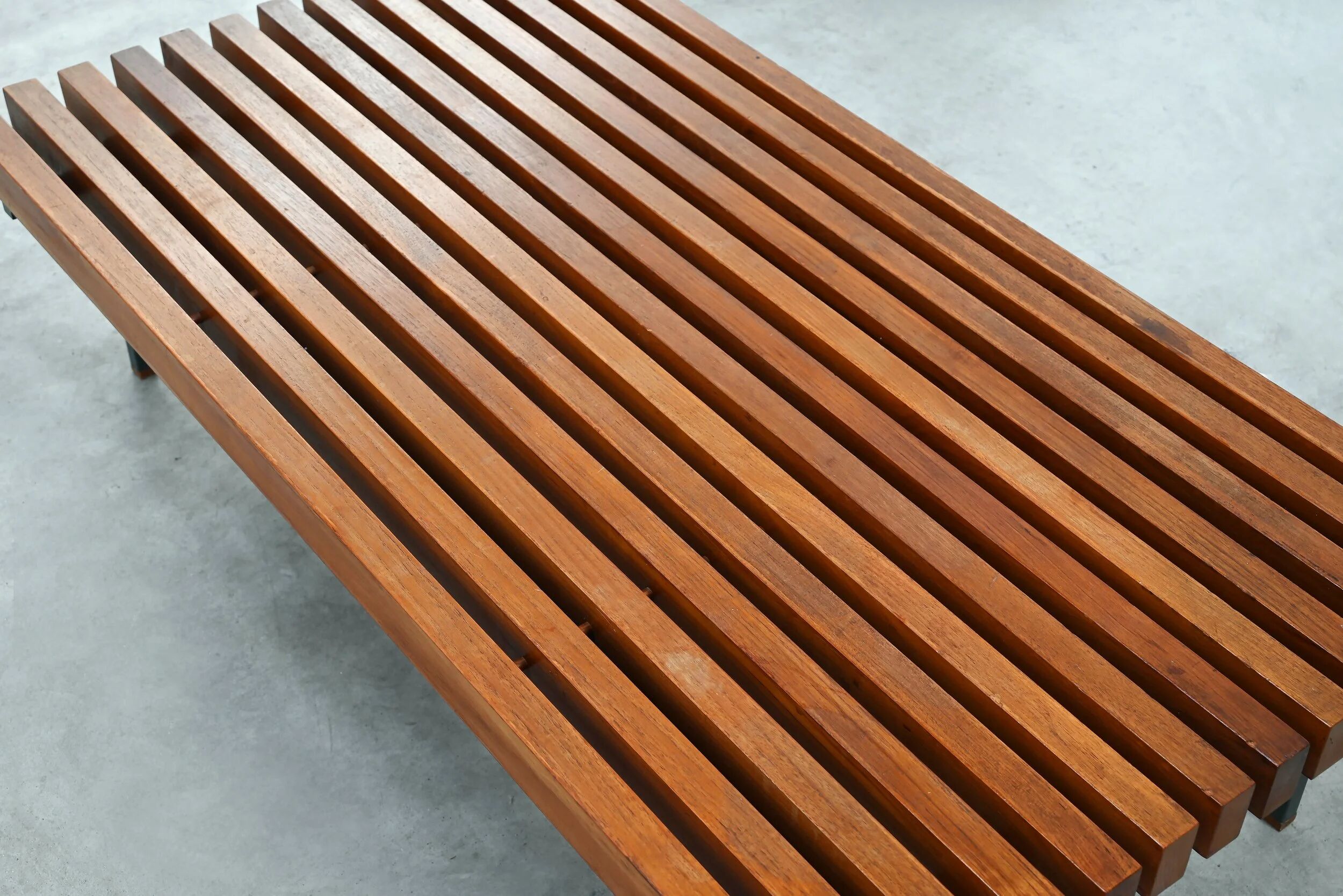 French slatted wood coffee table / bench, 1960s
