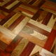 Square table in solid wood mosaic with chrome base, circa 1970