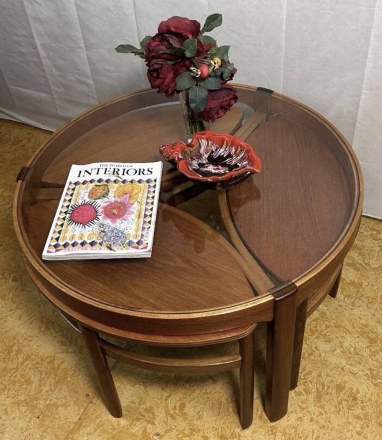 Mid century retro vintage teak trinity coffee table by nathan 1960